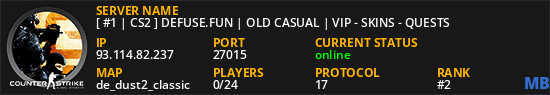 [ #1 | CS2 ] DEFUSE.FUN | OLD CASUAL | VIP - SKINS - QUESTS
