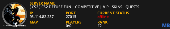 [ CS2 ] CS2.DEFUSE.FUN | COMPETITIVE | VIP - SKINS - QUESTS