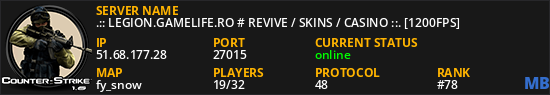 .:: LEGION.GAMELIFE.RO # REVIVE / SKINS / CASINO ::. [1200FPS]